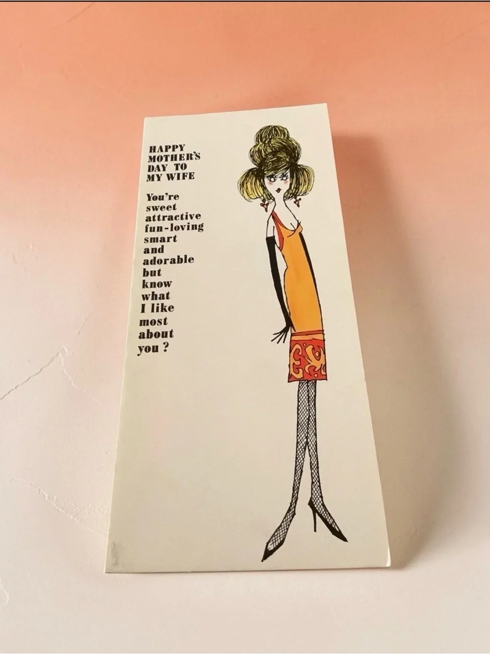 Vintage Unused Rust Craft Happy Mother’s Day To My Wife Adult Humor Tall Card